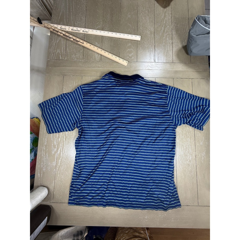 Clubhouse Collection Masters Polo Shirt Mens XL Blue Striped 100% Cotton Italy - Picture 3 of 9